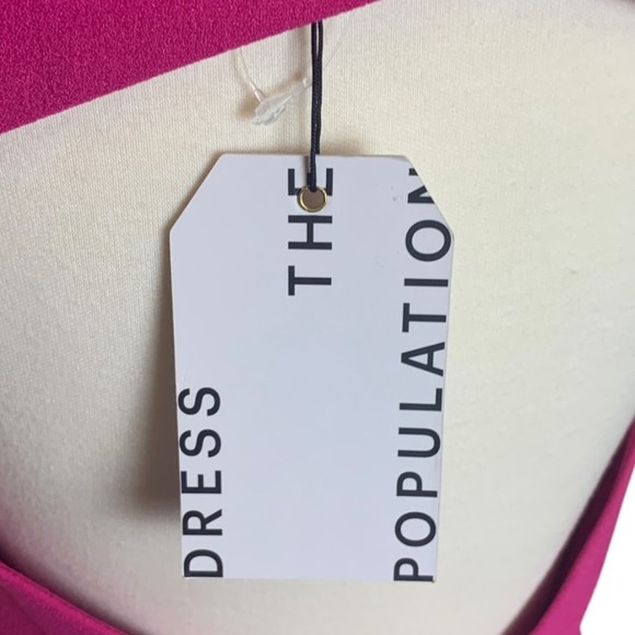 NWT Dress the Population Barbie Pink Sleeveless Slit Dress Knee Length Medium - Picture 10 of 13